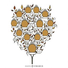 Árbol genealógico con plantilla de hojas Árbol genealógico con plantilla de hojas