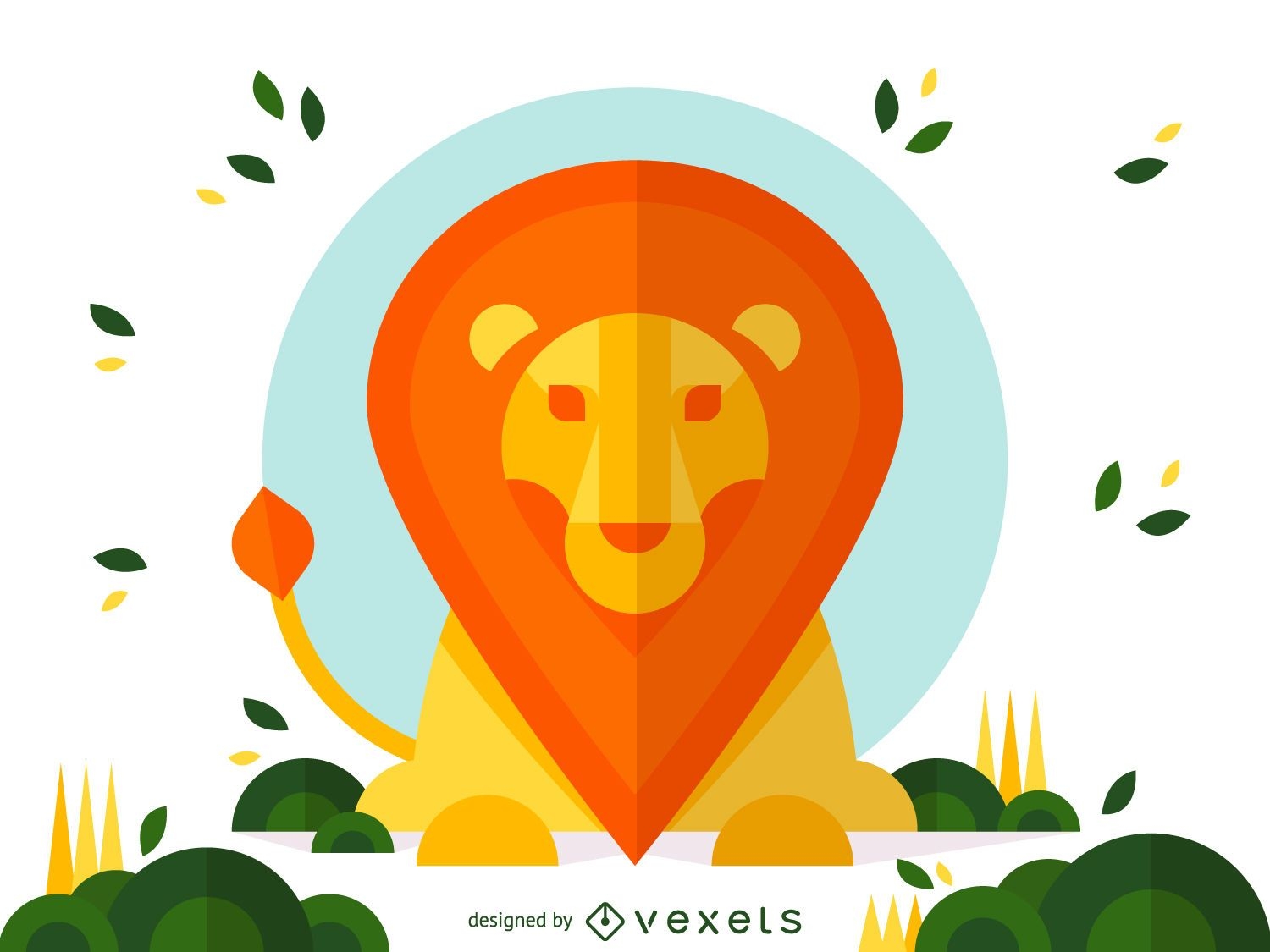 Geometric lion illustration design