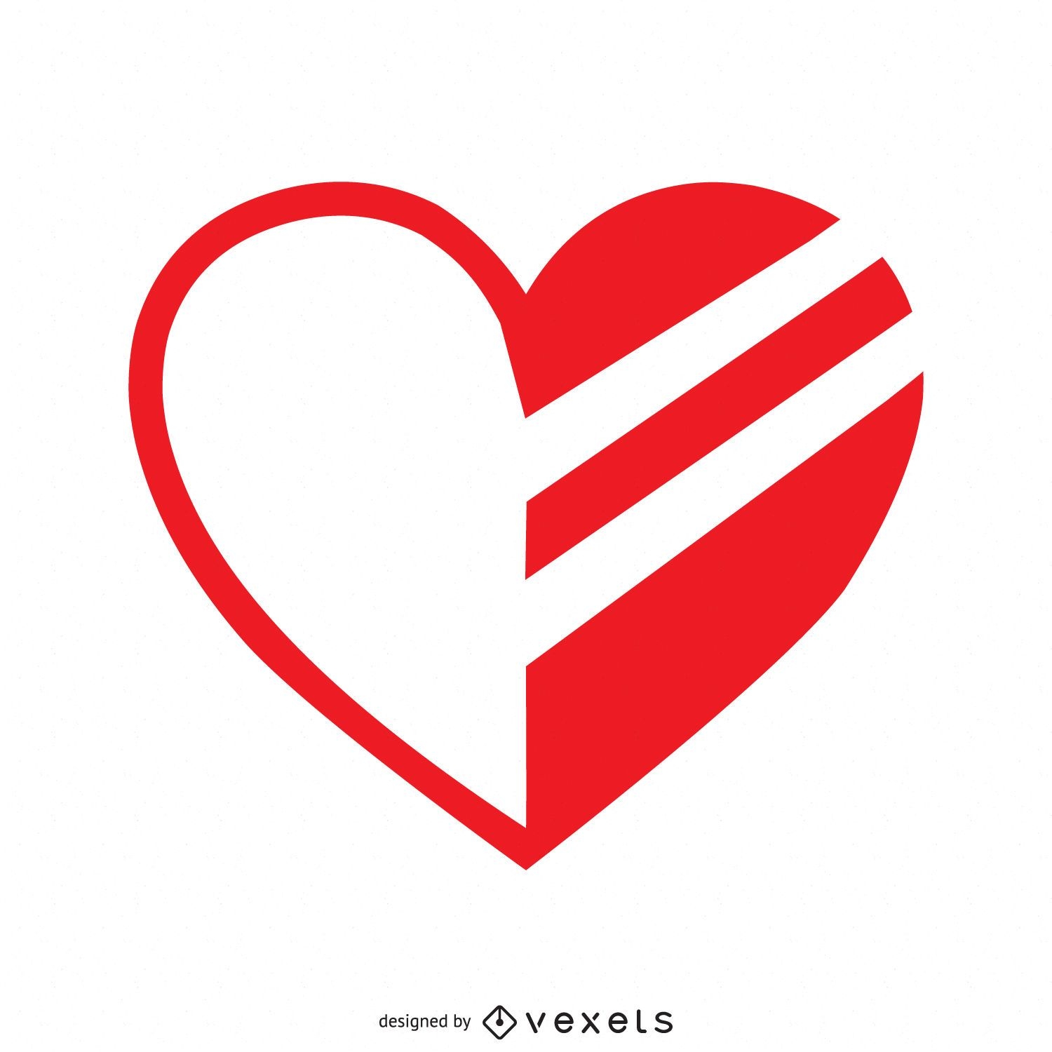 Herz halb gemalte Logo-Vorlage