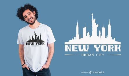 Diseño de camiseta de silueta urbana de la ciudad de Nueva York