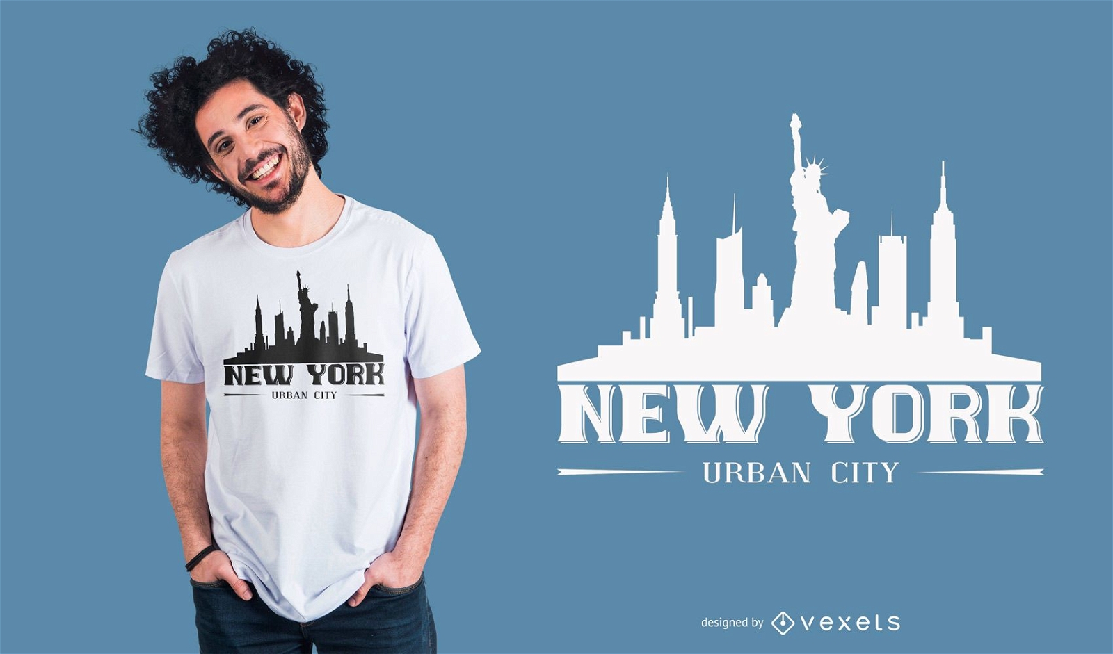 Design de camiseta de silhueta urbana de Nova York