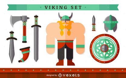 Personaje vikingo con elementos.