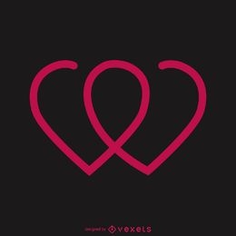 Zwei Herzen zusammen Logo-Vorlage