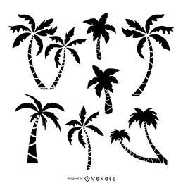 Palm trees drawing set