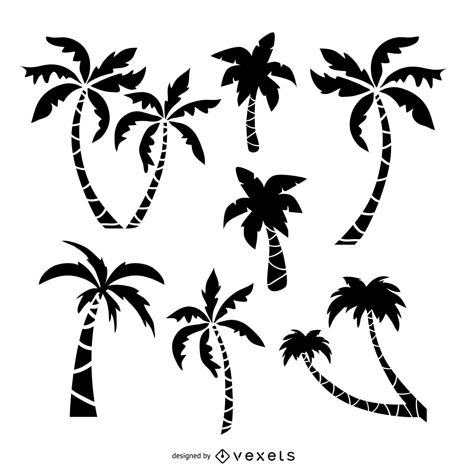 Palm trees drawing set Vector download