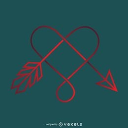 Gradient heart and arrow logo