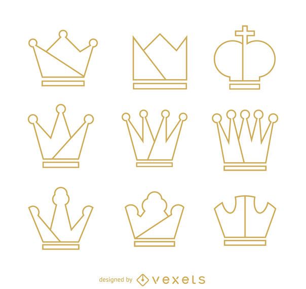 Crown outline illustration set Crown outline illustration set