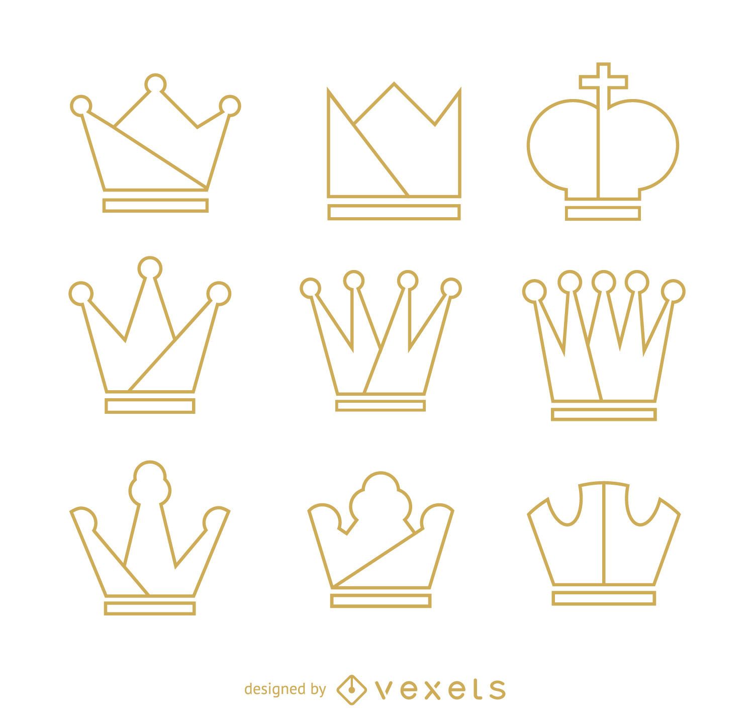 Download Crown outline illustration set - Vector download