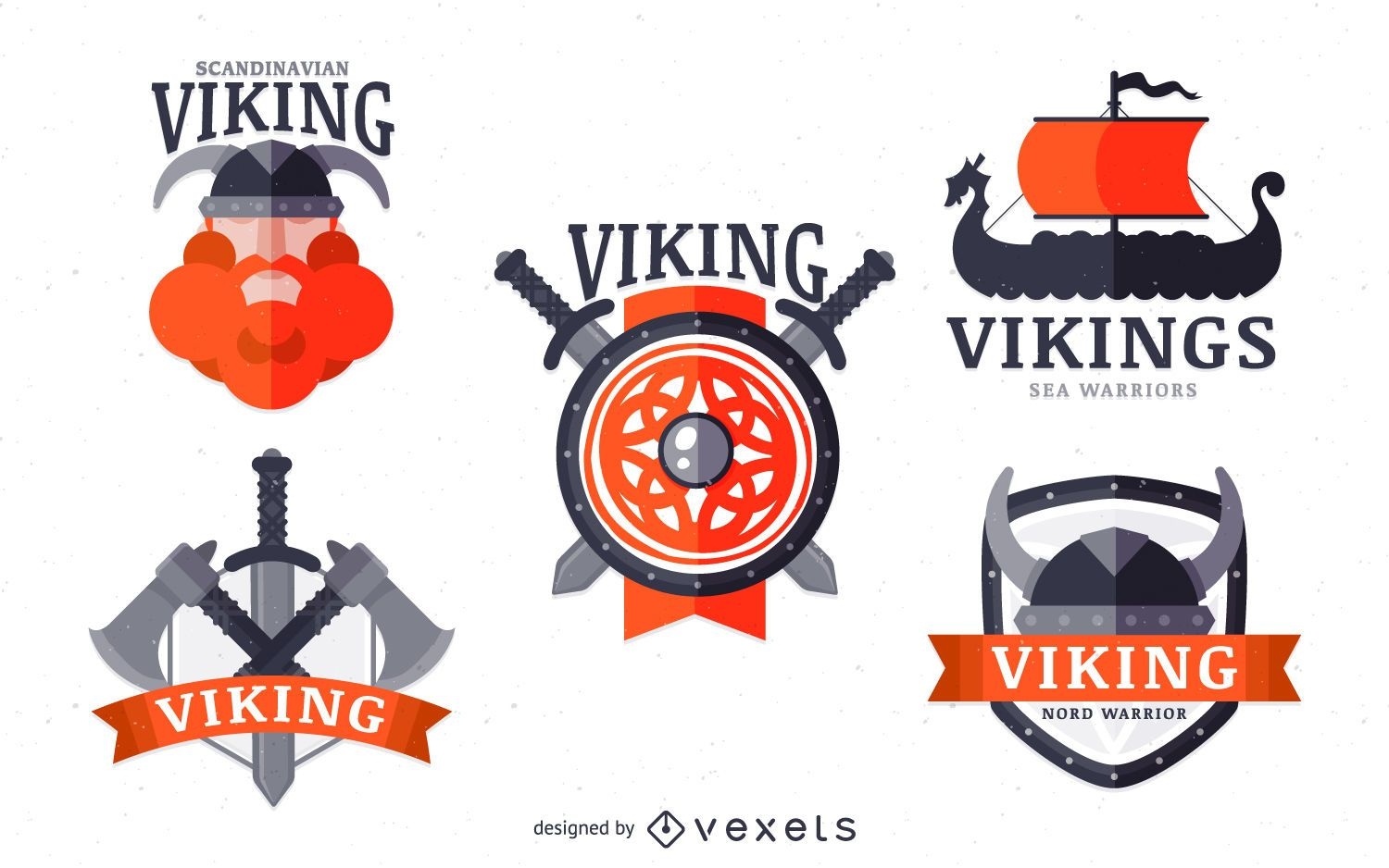 Conjunto de emblemas da etiqueta Vikings