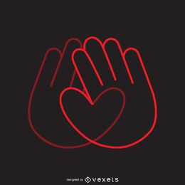 Heart hands logo template