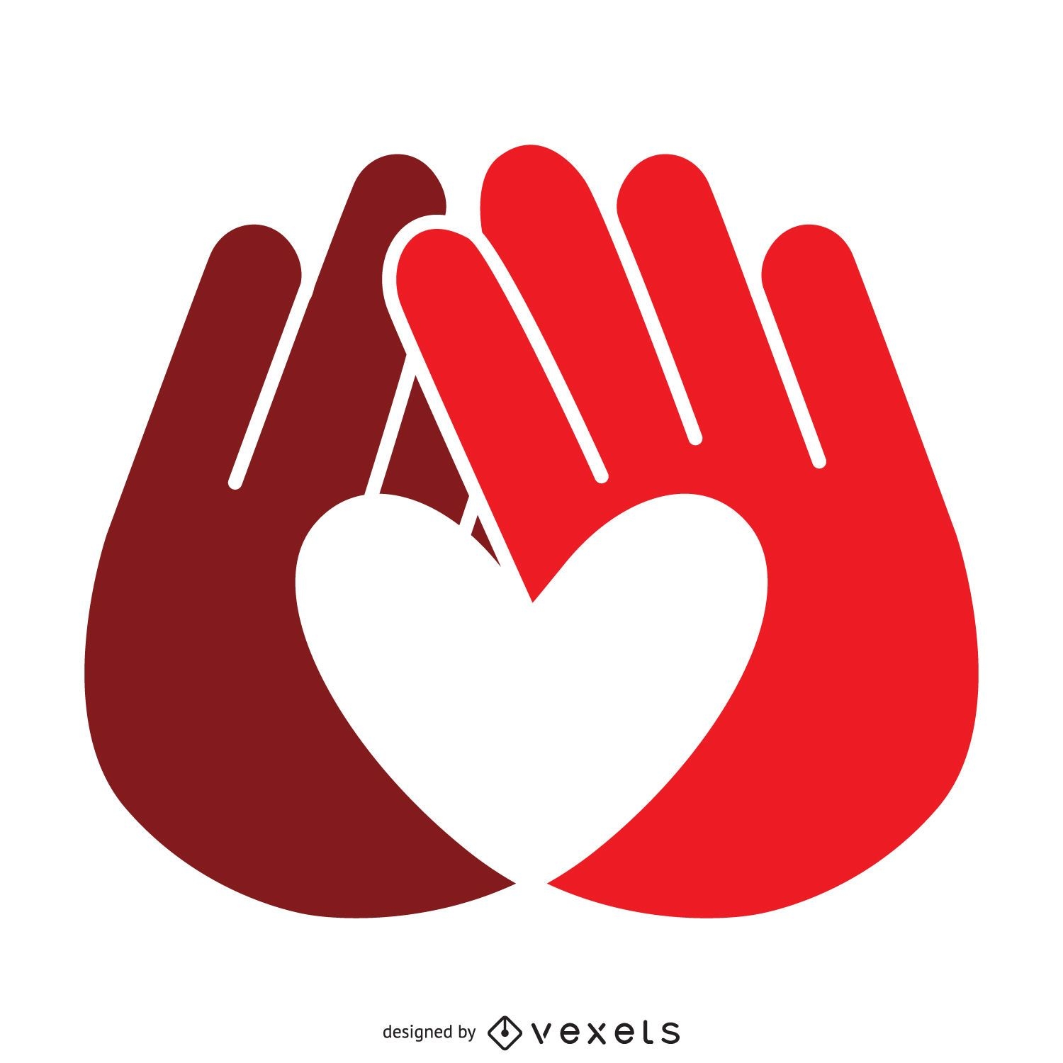 Plantilla de logotipo de etiqueta de manos de corazón