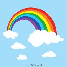 Arco iris en la ilustración del cielo