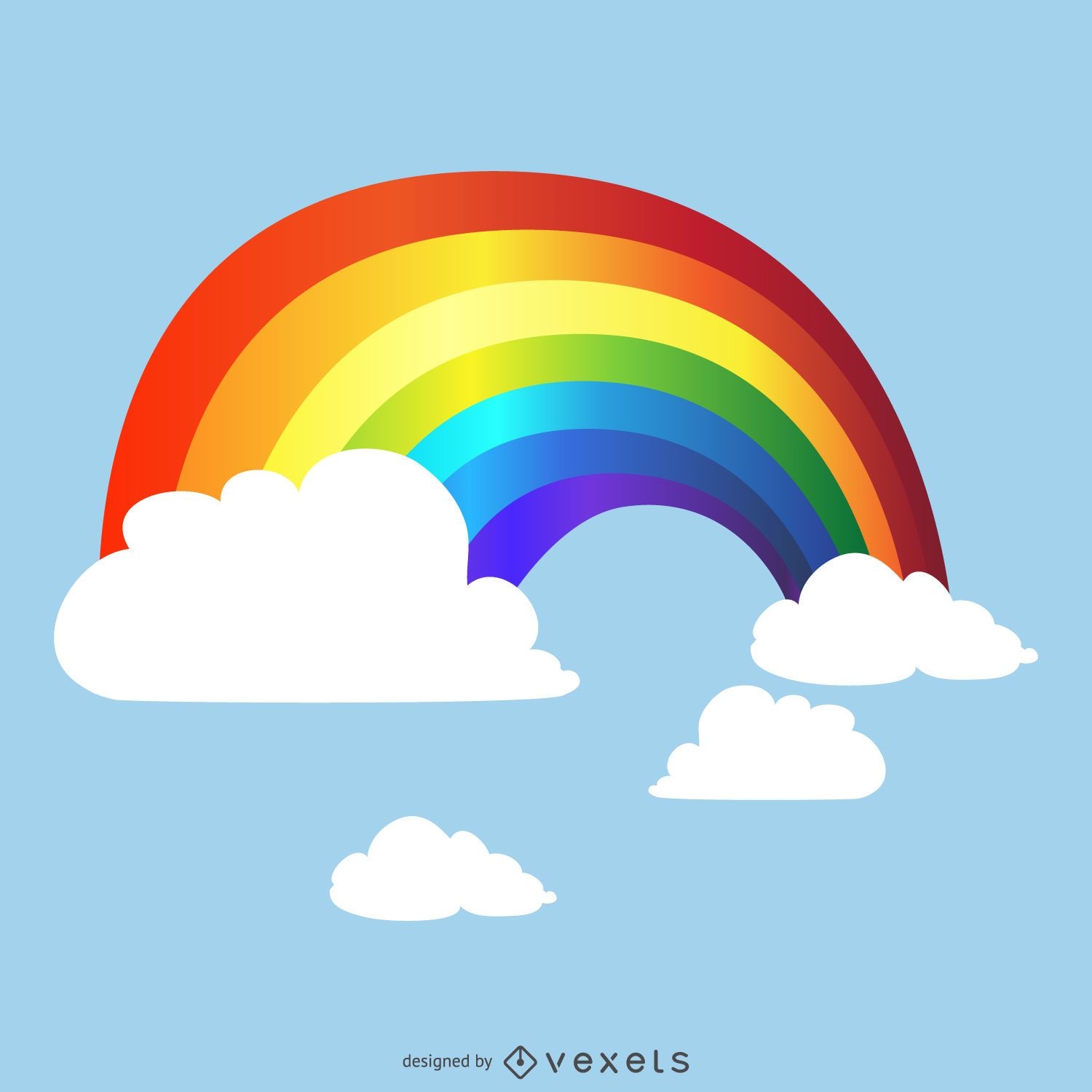 Gradient rainbow in sky drawing