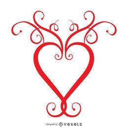 Modelo de logotipo de coração com redemoinhos