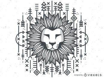 Monochrome Stammeslöwenillustration