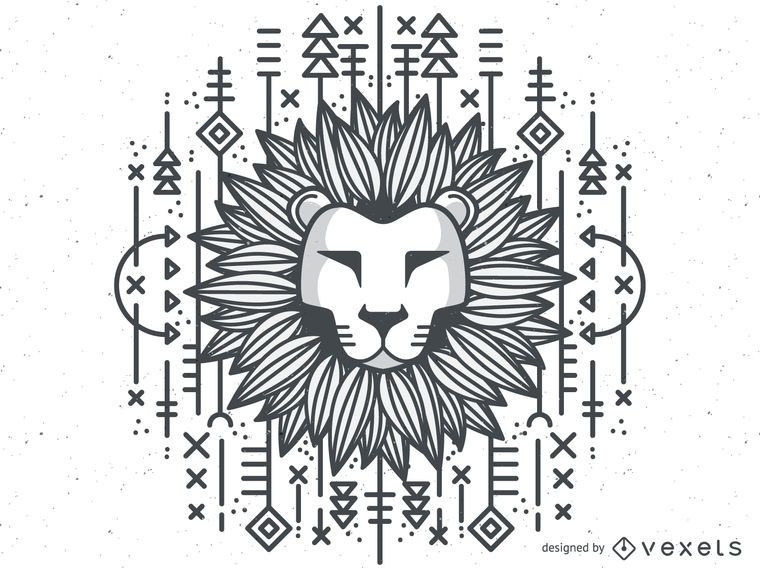 Download Monochrome Tribal Lion Illustration - Vector Download