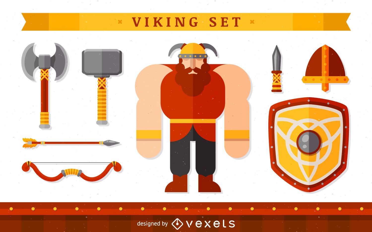 Personagem viking com itens