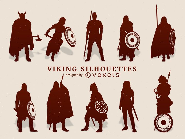 Conjunto de silueta de vikingos Conjunto de silueta de vikingos