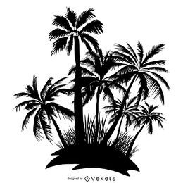 Palm trees island silhouette Palm trees island silhouette