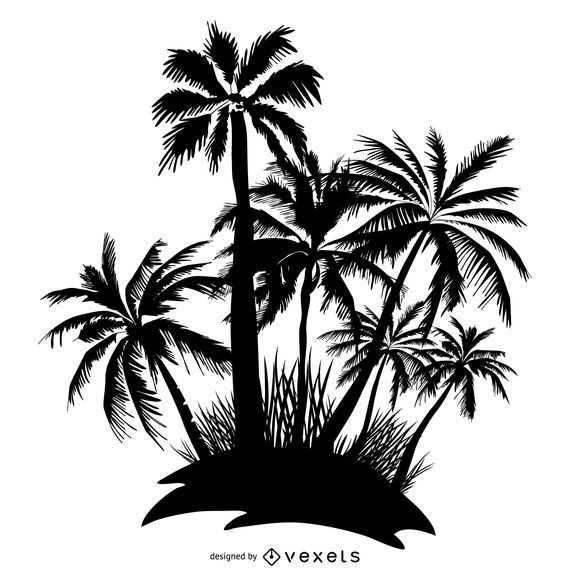 Palmen Insel Silhouette Palmen Insel Silhouette