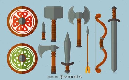 Conjunto de ilustração de armas Vikings