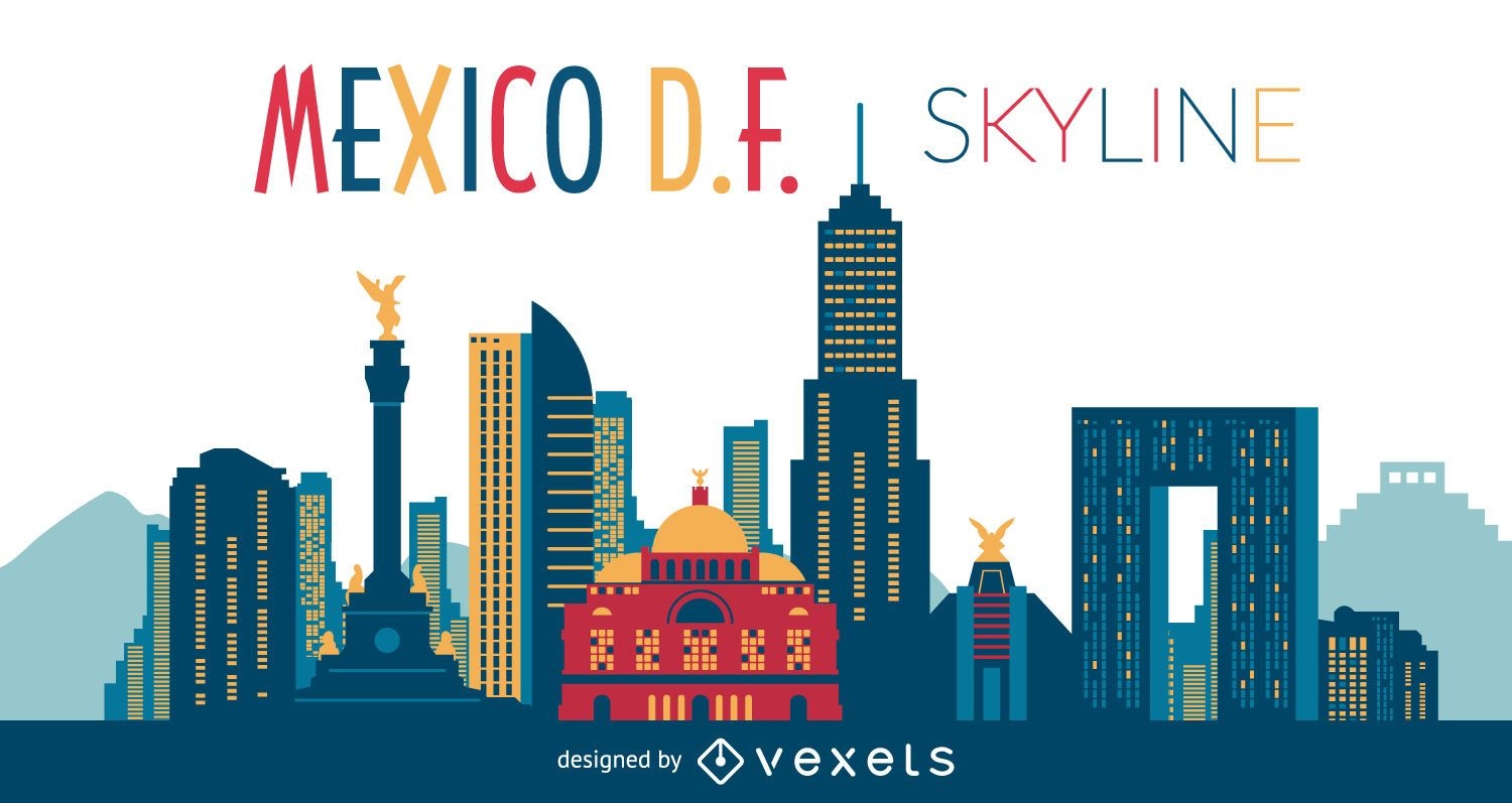 Mexiko DF Skyline Illustration