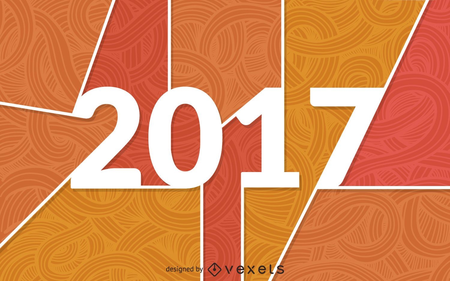 Cartel de 2017 con adornos naranjas