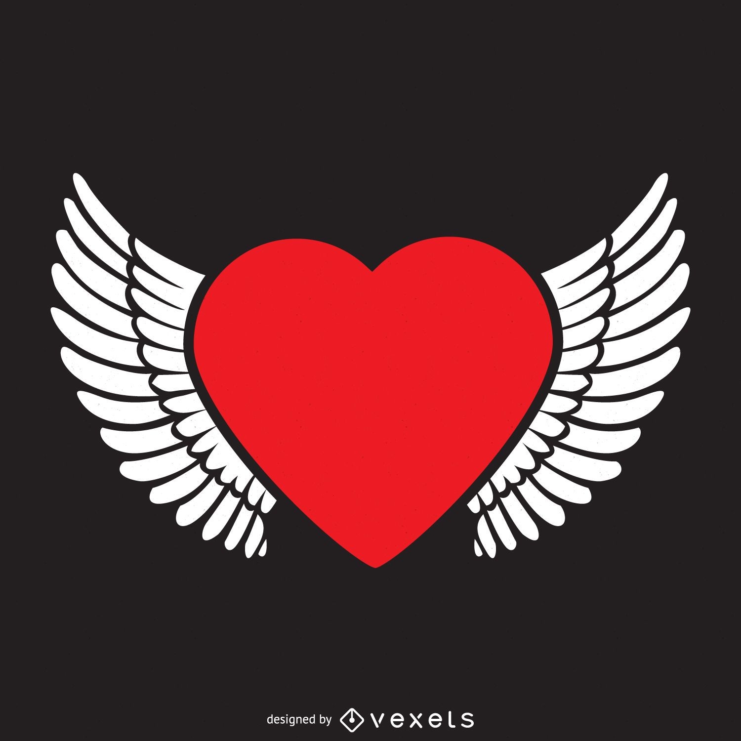 Heart with wings logo template - Vector download