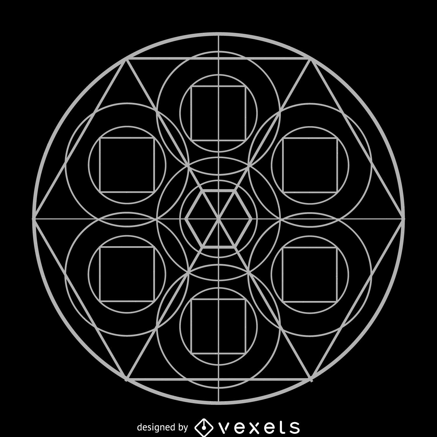 Hexagon formation sacred geometry drawing