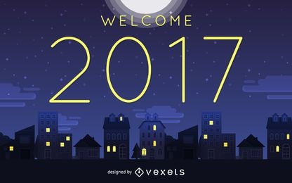 Welcome 2017 night sign