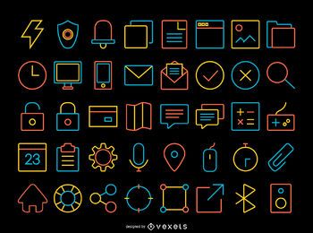 Thin stroke contact icons set