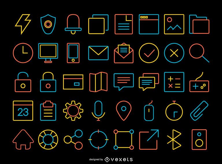 Thin stroke contact icons set Thin stroke contact icons set