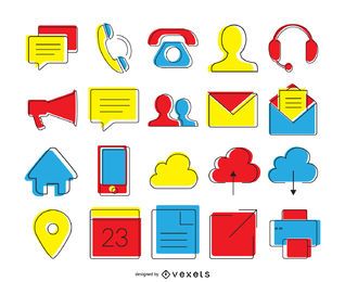 Conjunto de iconos de contacto brillante