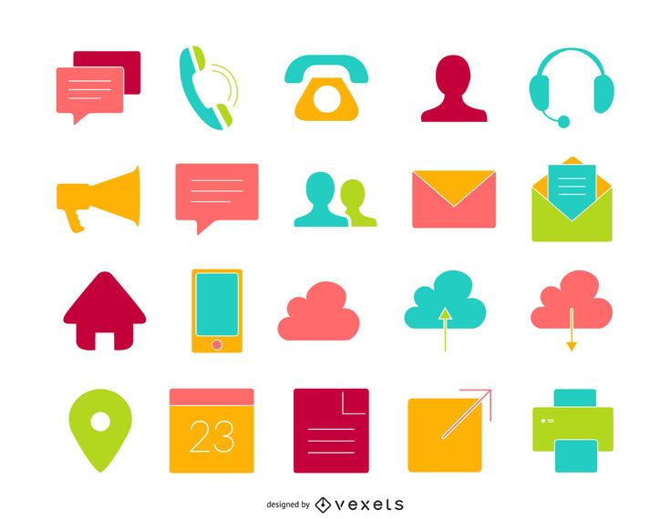 20 flat contact icon set 20 flat contact icon set