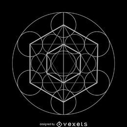 Diseño de geometría sagrada del cubo de Metatron