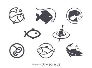 Modelo de logotipo de ícone de pesca