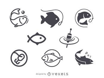 Plantilla de logotipo de icono de pesca