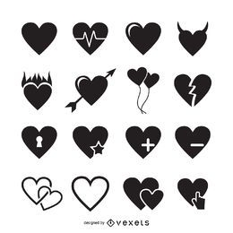 16 heart icons logo template