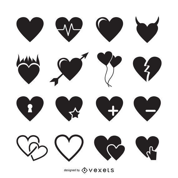 Plantilla de logotipo de 16 iconos de corazón Plantilla de logotipo de 16 iconos de corazón