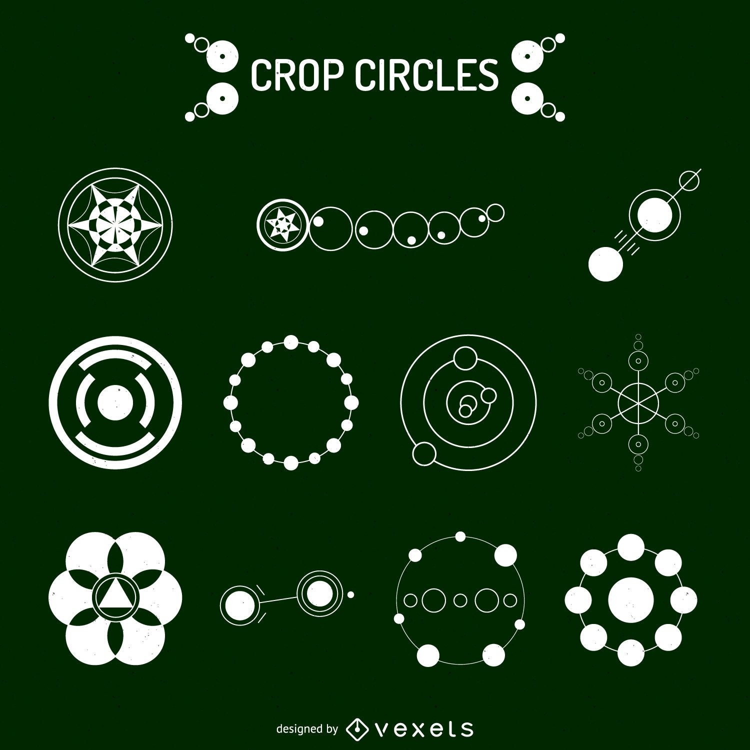 Conjunto de ilustração de círculos na colheita