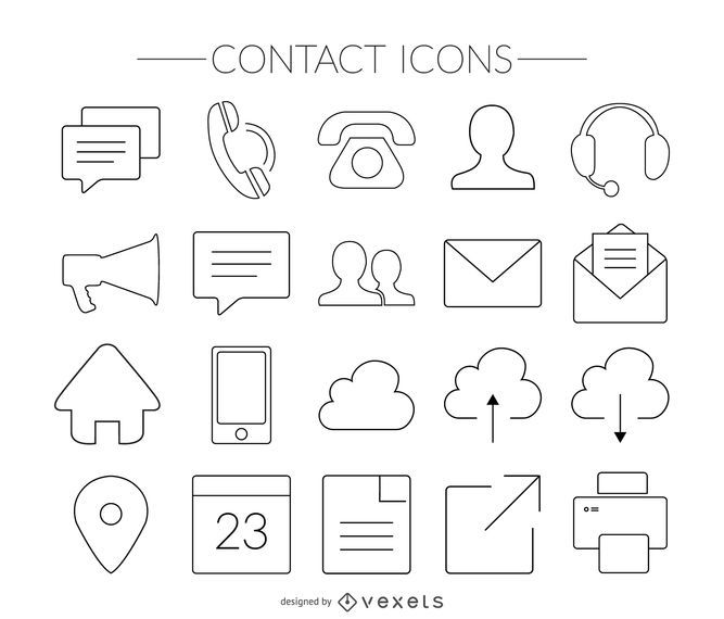 Stroke contact icons set Stroke contact icons set