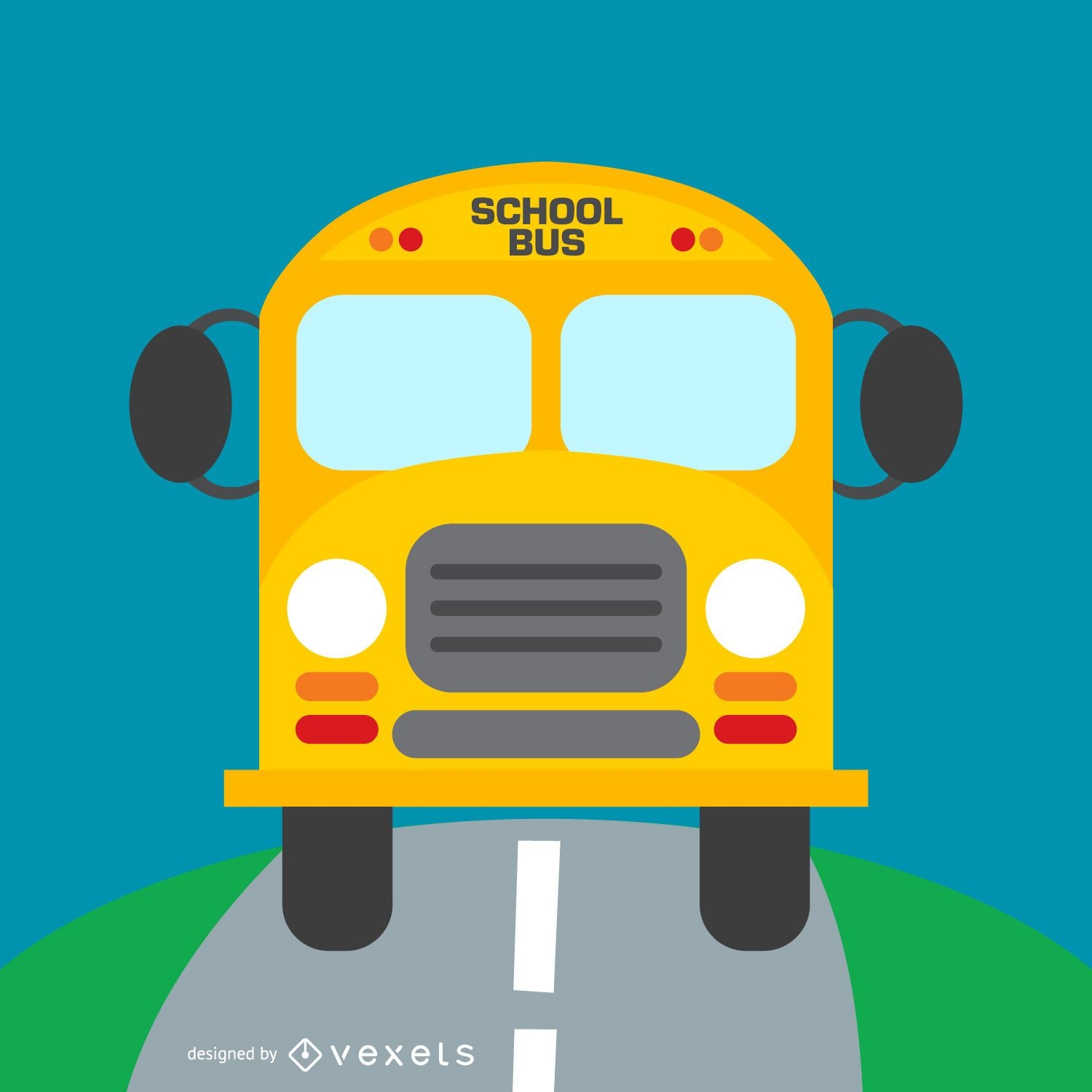 School bus on road illustration