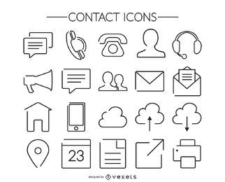 Colección de iconos de contacto de trazo
