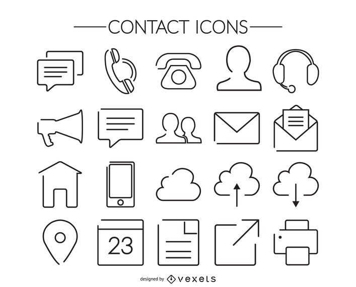 Stroke contact icon collection Stroke contact icon collection