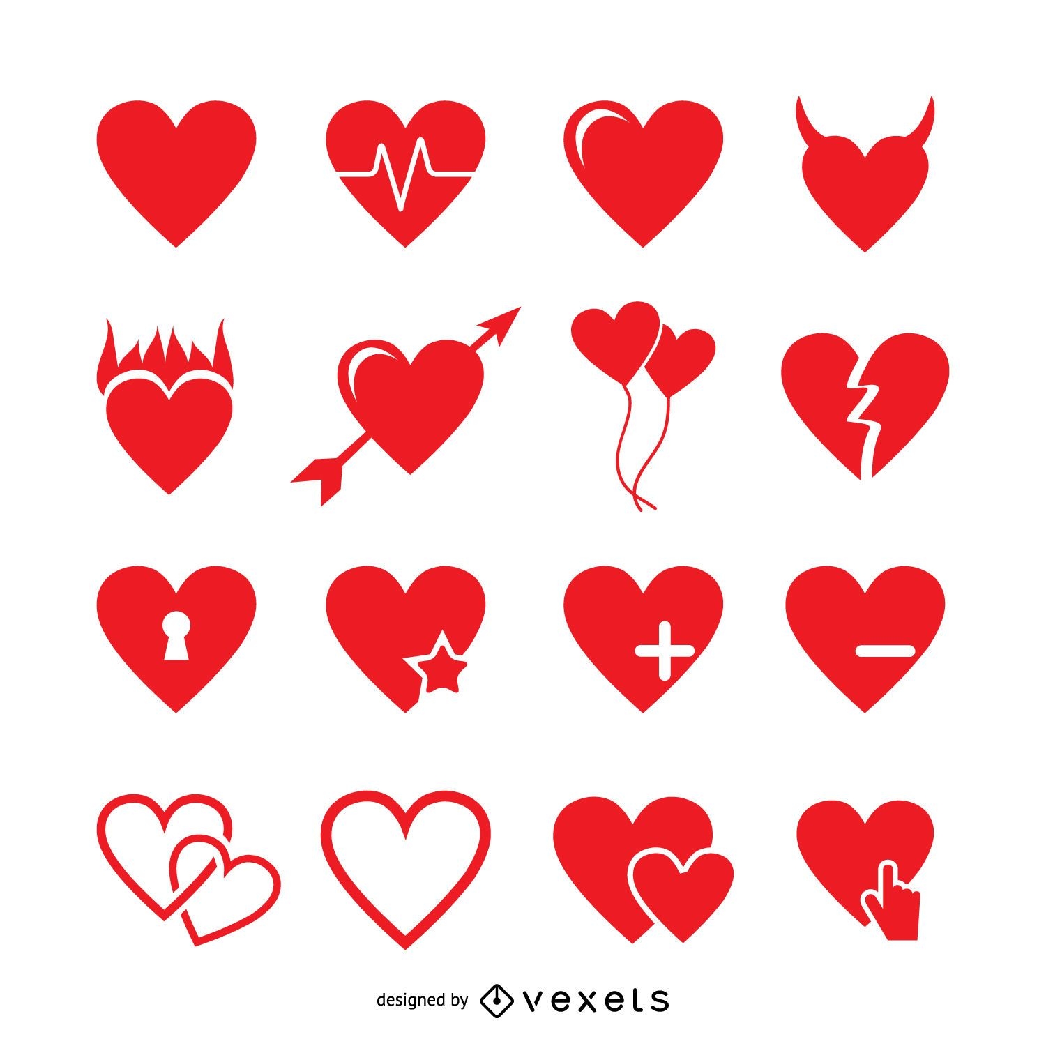 Conjunto de diseño de logotipo de etiqueta de corazón