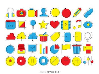 Colorful contact icons collection