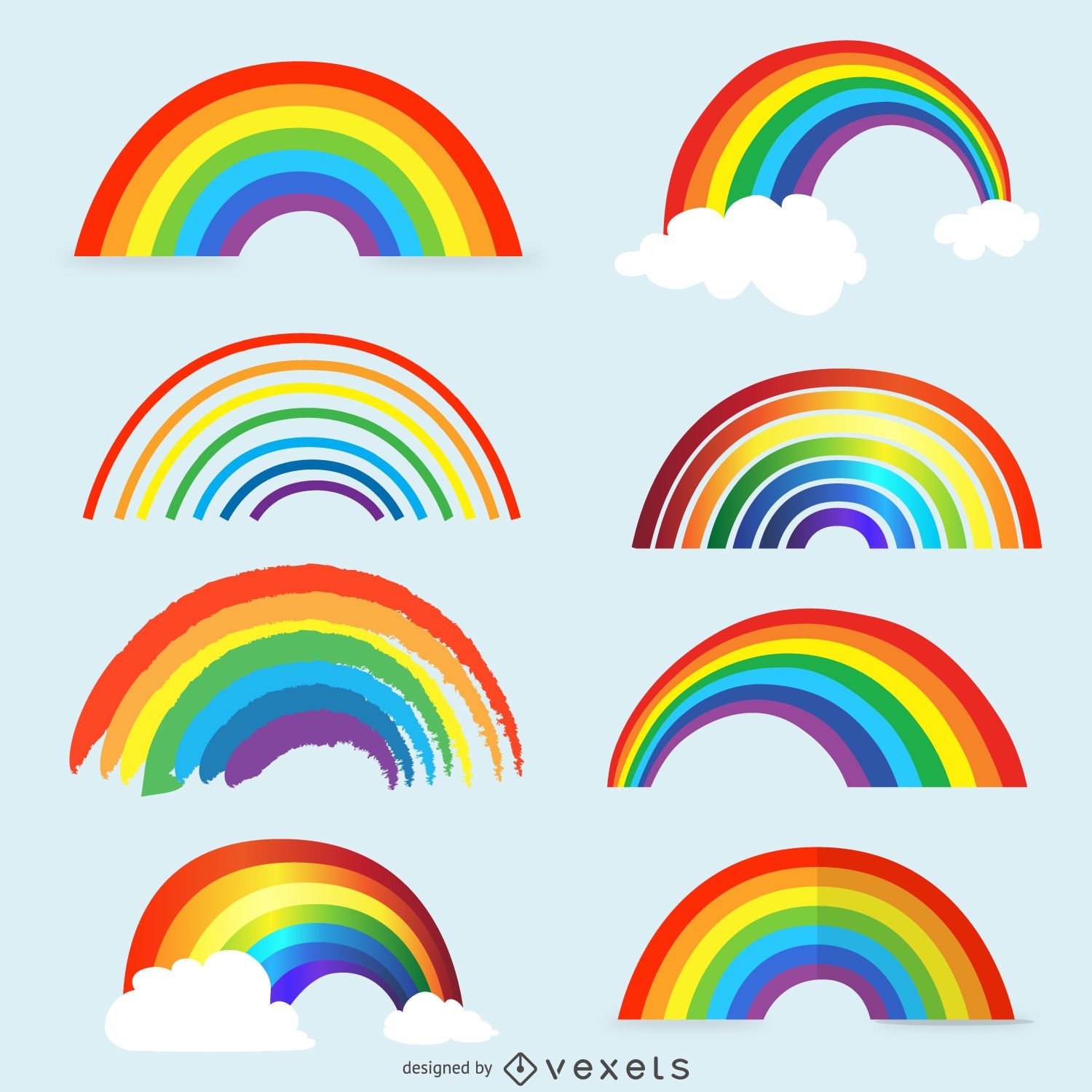 Isolated rainbow illustration set