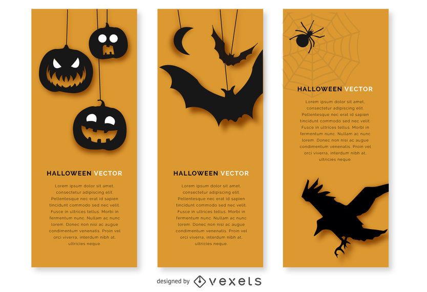 Halloween banner set with silhouettes Halloween banner set with silhouettes