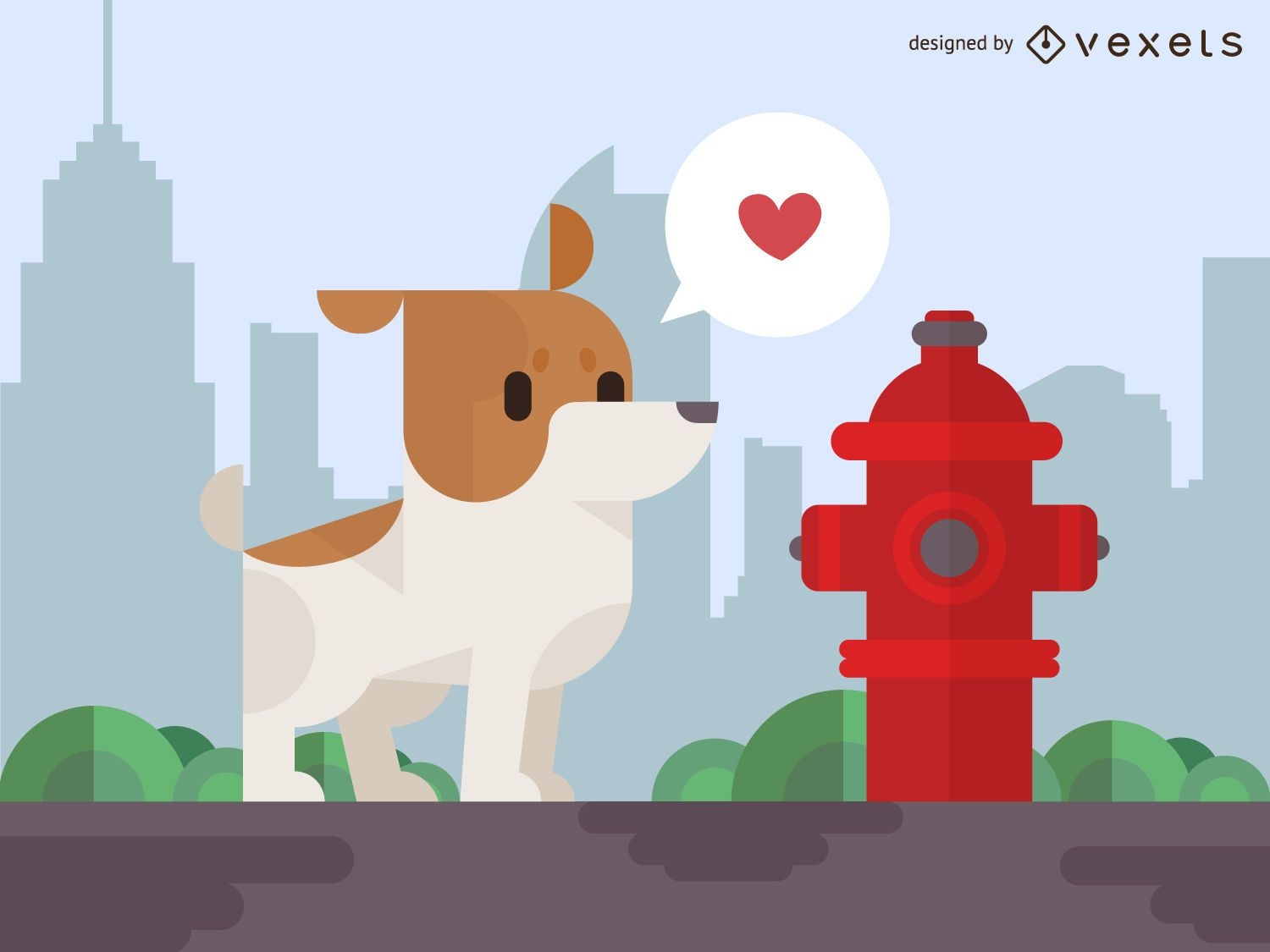 Geometrischer Hund mit Hydrant