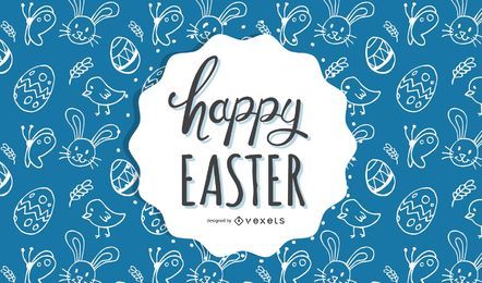 Fondo azul con motivos populares de pascua